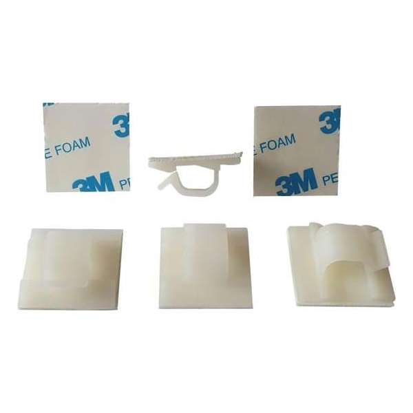 Zelfklevende Kabelclip voor 8 mm Kabels Wit + kortpack pen (099.8963) Zelfklevende Kabelclip voor 8 mm Kabels Wit + kortpack pen (099.8963)