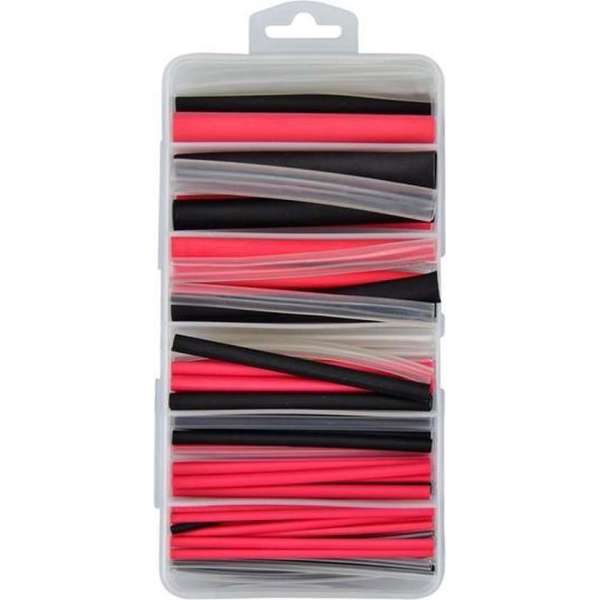 Krimpkous met lijm - 3:1 assortiment box 87 stuks - rood, zw Krimpkous met lijm - 3:1 assortiment box 87 stuks - rood, zw
