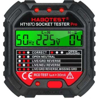 Habotest® Professionele Stopcontact Tester - Socket Tester - Voltage Detector - Met Spanning Display - 90-250V