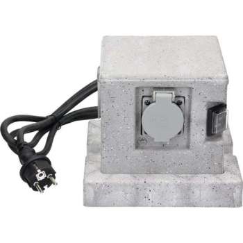 ML-Design 2-voudige tuincontactdoos, IP44, met schemersensor van polyresin