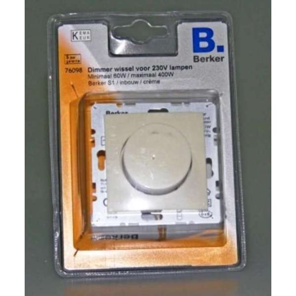 Berker S1 inbouwdimmer + centraalplaat 400 W drukwissel crème Berker S1 inbouwdimmer + centraalplaat 400 W drukwissel crème