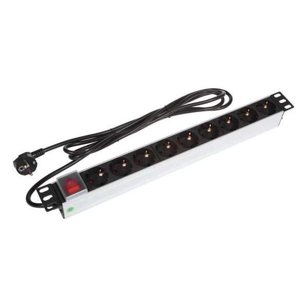 PDU-9V-SW - 9 voudige stekkerdoos met schakelaar, 19 inch 2,5m kabel PDU-9V-SW - 9 voudige stekkerdoos met schakelaar, 19 inch 2,5m kabel