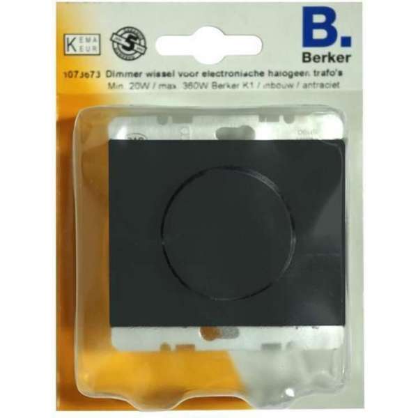 BERKER K1 dimmer voor elektronische halogeen trafo’s, wissel, inbouw | ANTRACIET