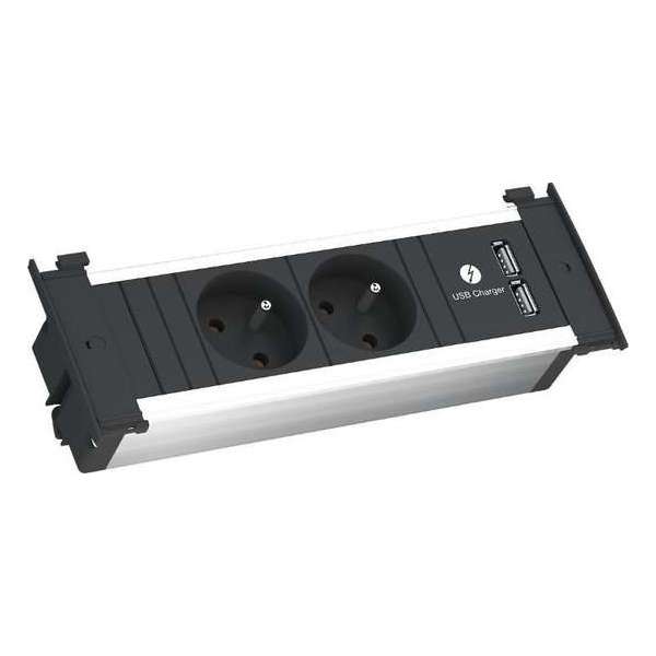 Bachmann Kapsa inbouw stopcontact met 2 USB laders - zwart Bachmann Kapsa inbouw stopcontact met 2 USB laders - zwart