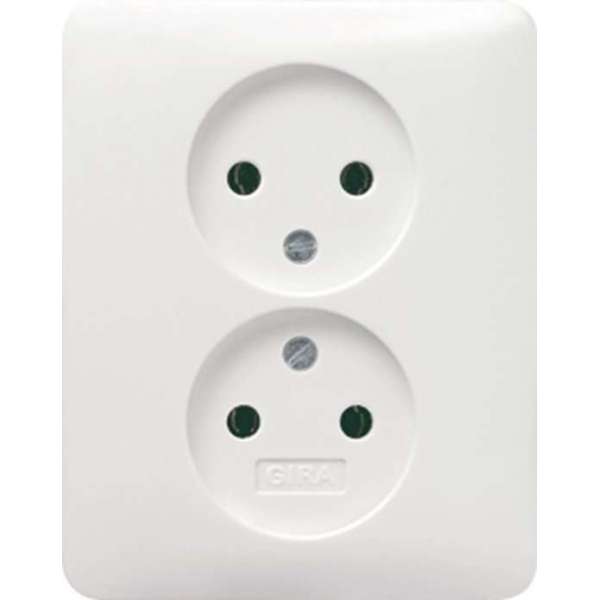 Gira SY55 Inbouw Stopcontact - 2-voudig - Zuiverwit - glans