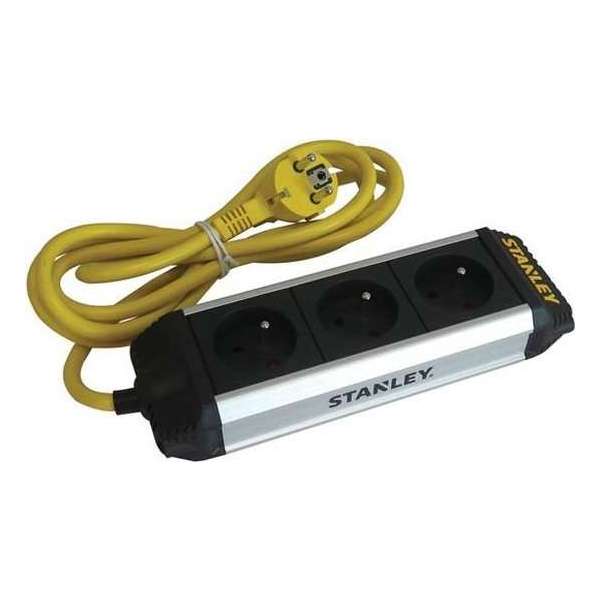 Stanley Stekkerdoos Core 3-voudig 2 Meter Aluminium Zwart/zilver Stanley Stekkerdoos Core 3-voudig 2 Meter Aluminium Zwart/zilver