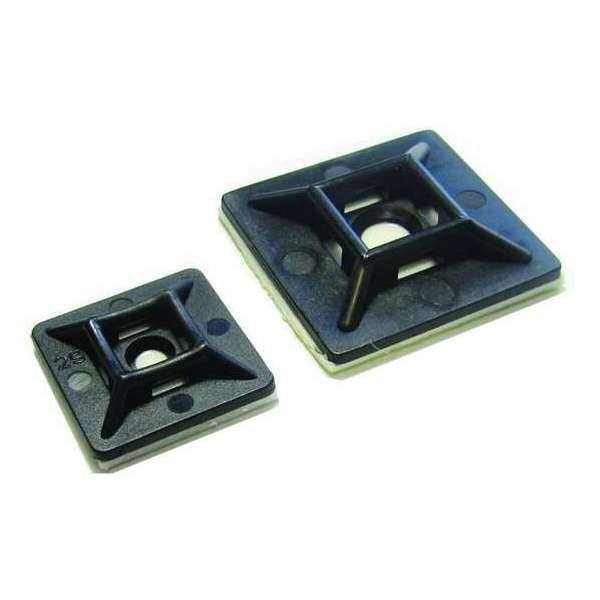 Plakzadels voor kabelbinders zwart - 100 stuks - formaat: 28 x 28 mm - geschikt voor kabelbinders van 5.3 mm dik Plakzadels voor kabelbinders zwart - 100 stuks - formaat: 28 x 28 mm - geschikt voor kabelbinders van 5.3 mm dik
