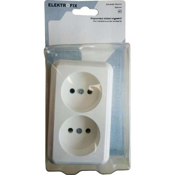 ELEKTROFIX dubbel stopcontact, opbouw, ongeaard | wit ELEKTROFIX dubbel stopcontact, opbouw, ongeaard | wit