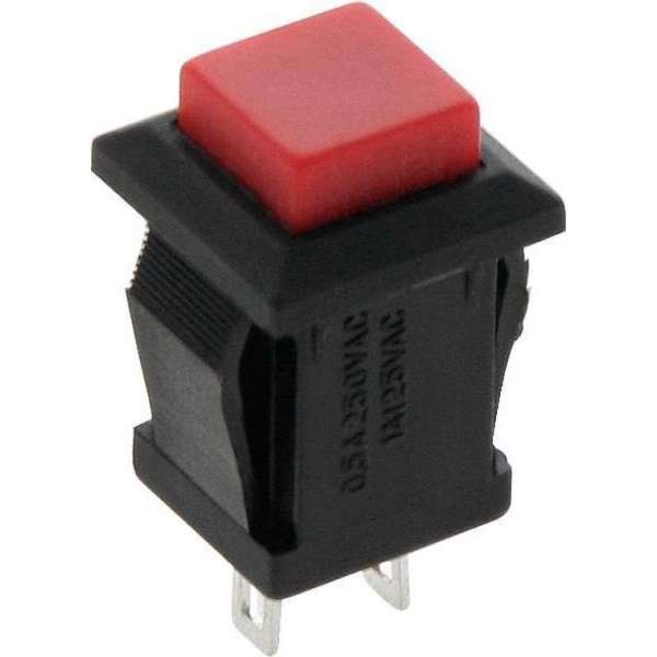 Schakelaar Push-Button 2 Polig - 1-3A 250-125V - Rood Vierkant Schakelaar Push-Button 2 Polig - 1-3A 250-125V - Rood Vierkant