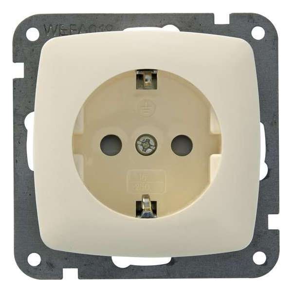 PLIEGER inbouw wandcontactdoos | Aurora | met randaarde | creme PLIEGER inbouw wandcontactdoos | Aurora | met randaarde | creme