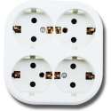 Wandcontactdoos - Igia Kuta - Opbouw - 4-voudig - Randaarde - Wit