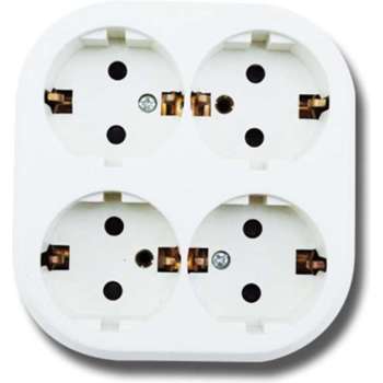 Wandcontactdoos - Igia Kuta - Opbouw - 4-voudig - Randaarde - Wit