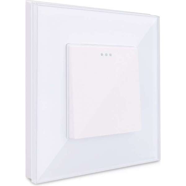 Navaris glazen lichtschakelaar voor wand - Lichtknop van glas - Inbouwschakelaar met glazen frame - Wandschakelaar - Wit