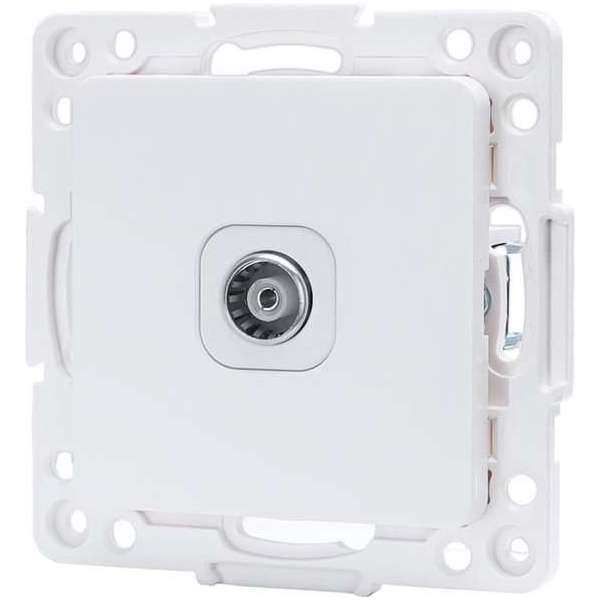 Televisie Contactdoos - Wandcontactdoos Coax - Igan Jura - Inbouw - Vierkant - Kunststof - Wit