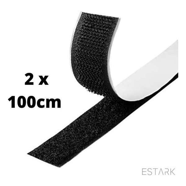 ESTARK Klittenband Zelfklevend - Velcro - 2 x 100 cm - Extra Sterk - Zwart ESTARK Klittenband Zelfklevend - Velcro - 2 x 100 cm - Extra Sterk - Zwart