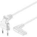 Transmedia Stroomkabel met haakse C7 plug en haakse stekker - 2x 0,75mm / wit - 2 meter