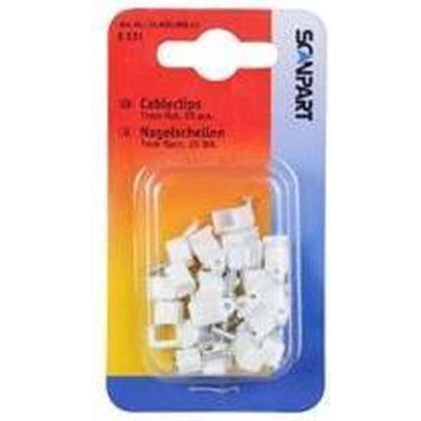 Scanpart E531 Snoerclips 7mm Plat Wit 25stuks Scanpart E531 Snoerclips 7mm Plat Wit 25stuks