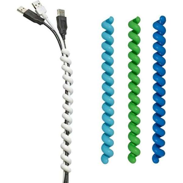 Kabels bundelen met Cable Twister donkerblauw, lichtblauw, groen | set van 3 stuks Kabels bundelen met Cable Twister donkerblauw, lichtblauw, groen | set van 3 stuks