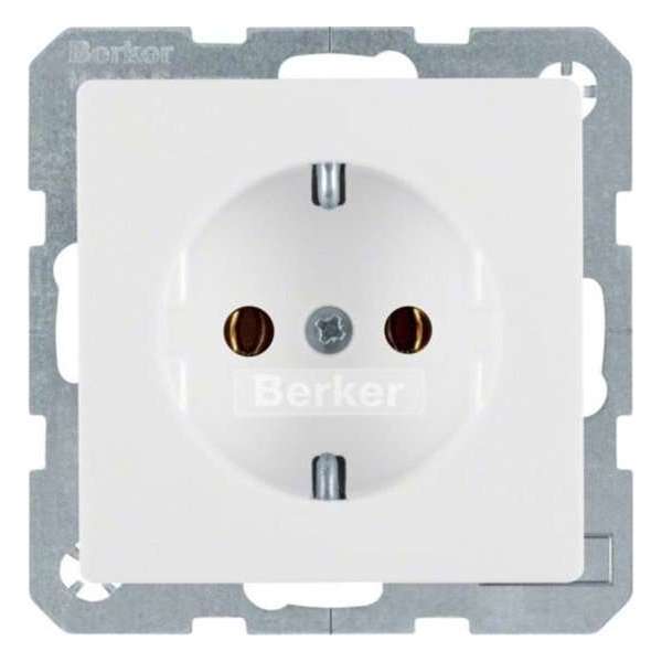 Berker Q.1 inbouw wandcontactdoos enkel, met randaarde, wit Berker Q.1 inbouw wandcontactdoos enkel, met randaarde, wit