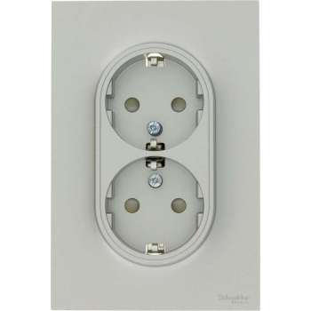 Schneider Electric Merten Odace stopcontact dubbel geaard Aluminium