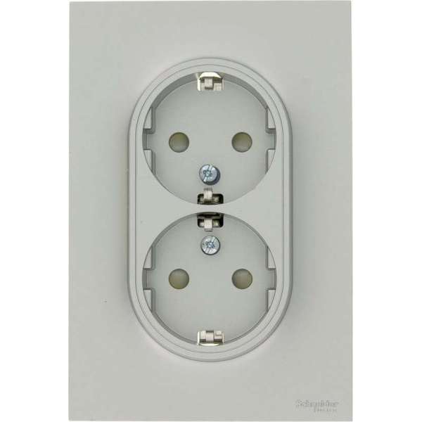 Schneider Electric Merten Odace stopcontact dubbel geaard Aluminium Schneider Electric Merten Odace stopcontact dubbel geaard Aluminium