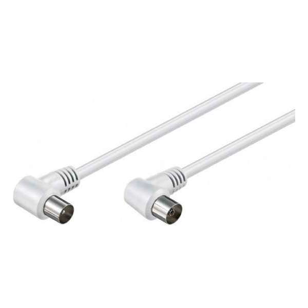TECHNETIX coax kabel | RLA75-21-1.5W | viervoudig afgeschermd | lengte 150 cm | male - female |2x haakse stekker | wit TECHNETIX coax kabel | RLA75-21-1.5W | viervoudig afgeschermd | lengte 150 cm | male - female |2x haakse stekker | wit