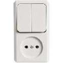 Schneider Electric Opbouw combi wandcontactdoos/serie  Crème