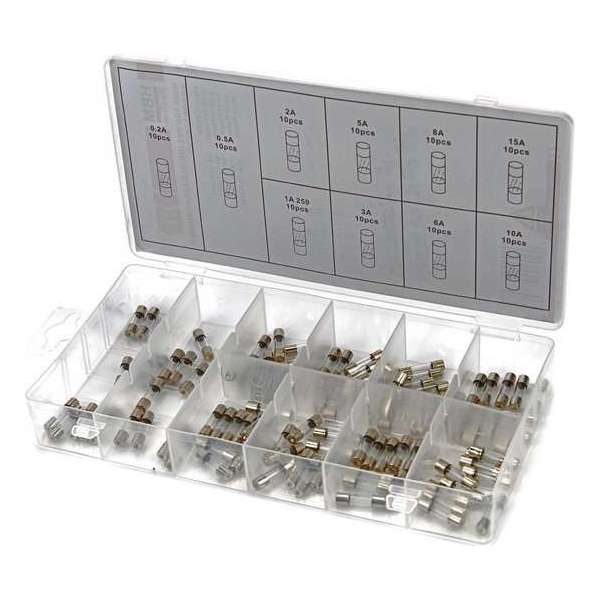 HBM 100-delige glaszekeringen assortiment HBM 100-delige glaszekeringen assortiment