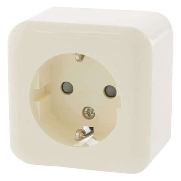 Contactdoos Opbouw 1Voudig Kindbev Randaarde - Creme Contactdoos Opbouw 1Voudig Kindbev Randaarde - Creme