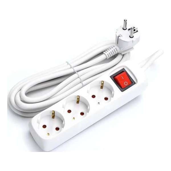 Verlengsnoer met Schakelaar - Aigi Antris - 3680W - 3 Stopcontacten - 5 Meter - Wit | Nederland - BES LED Verlengsnoer met Schakelaar - Aigi Antris - 3680W - 3 Stopcontacten - 5 Meter - Wit | Nederland - BES LED