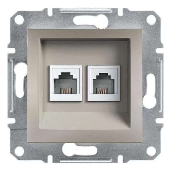 Schneider Electric Asfora serie - Dubbele RJ11 Telefoonsnoer Aansluiting Wandcontactdoos - BRONS Schneider Electric Asfora serie - Dubbele RJ11 Telefoonsnoer Aansluiting Wandcontactdoos - BRONS