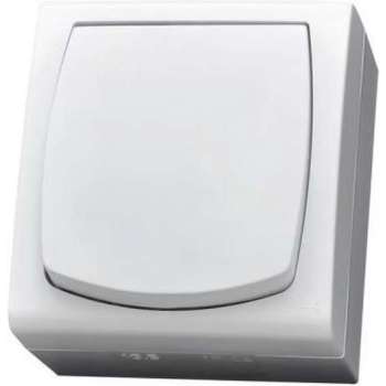 OSPEL Madera Single Switch Opbouw Wisselschakelaar  | IP20 | Wit | 65x46x70mm (LxBxH))