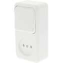 TQ4U Opbouw combinatie - Wandcontactdoos zonder randaarde + schakelaar - Wit