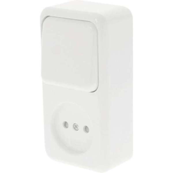 TQ4U Opbouw combinatie - Wandcontactdoos zonder randaarde + schakelaar - Wit TQ4U Opbouw combinatie - Wandcontactdoos zonder randaarde + schakelaar - Wit