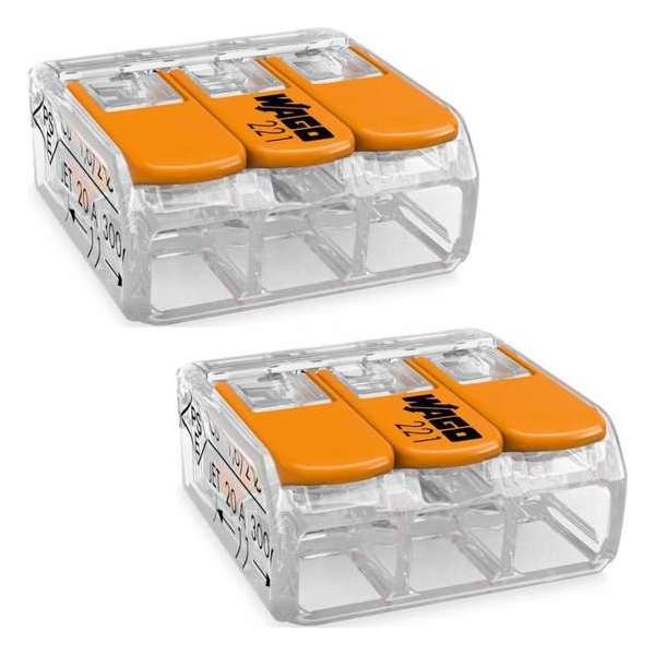 WAGO - Lasklem Set 2 Stuks - 3 Polig met Klemmetjes - Oranje WAGO - Lasklem Set 2 Stuks - 3 Polig met Klemmetjes - Oranje