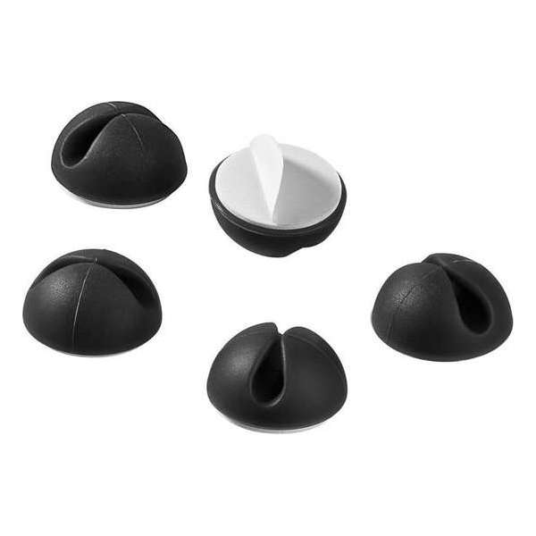 Goobay Zelfklevende kabelhouders voor 1 kabel - 5 stuks / zwart Goobay Zelfklevende kabelhouders voor 1 kabel - 5 stuks / zwart