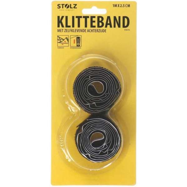 Stolz | Zelfklevend klittenband | 1 meter lang | 2,5 cm breed | Zwart Stolz | Zelfklevend klittenband | 1 meter lang | 2,5 cm breed | Zwart
