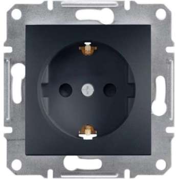 SCHNEIDER ELECTRIC ASFORA SERIE  stopcontact enkel inbouw met randaarde en kinderbescherming ANTRACIET