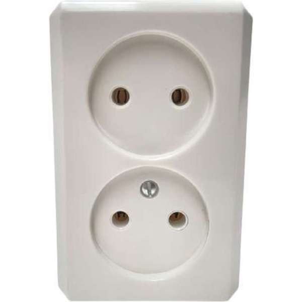 Plieger Wandcontactdoos Opbouw Wit - Dubbel Stopcontact - Zonder randaarde – Kema Keur Plieger Wandcontactdoos Opbouw Wit - Dubbel Stopcontact - Zonder randaarde – Kema Keur