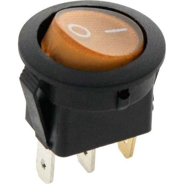 Schakelaar - geel - 12 volt - 35A - verlicht rond - 3 pins Schakelaar - geel - 12 volt - 35A - verlicht rond - 3 pins