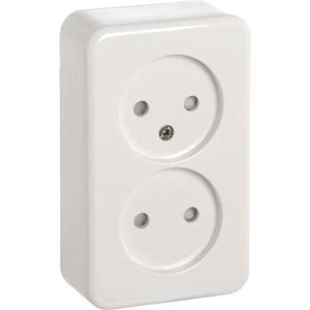 GAMMA dubbel stopcontact | serie Andes | opbouw| zonder randaarde | kinderbeveiliging | wit