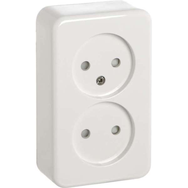 GAMMA dubbel stopcontact | serie Andes | opbouw| zonder randaarde | kinderbeveiliging | wit GAMMA dubbel stopcontact | serie Andes | opbouw| zonder randaarde | kinderbeveiliging | wit