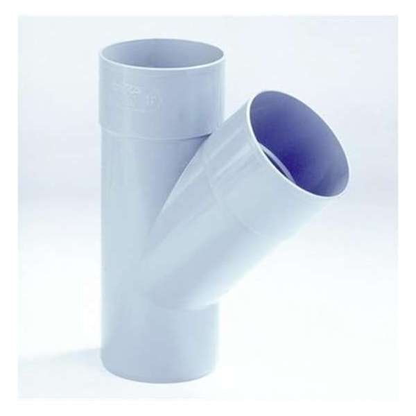 Dyka T-stuk 2x mof 1x spie 45° PVC grijs keurmerk BRL2012 80mm Dyka T-stuk 2x mof 1x spie 45° PVC grijs keurmerk BRL2012 80mm