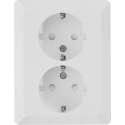 OLYMPIC dubbele wandcontactdoos / stopcontact | half inbouw | met randaarde | POLARWIT