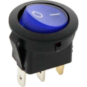 Schakelaar - blauw - 250 volt - 6A - verlicht rond - 3 pins
