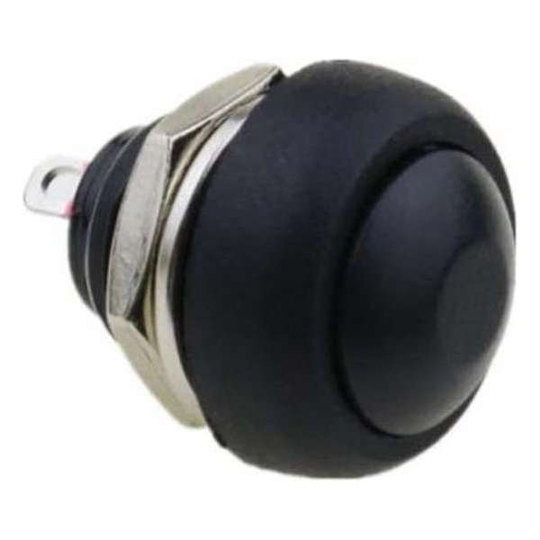 Push aan-uit Schakelaar - 1.5A 250 V - Werk type: Push aan (OFF-ON) zwart Push aan-uit Schakelaar - 1.5A 250 V - Werk type: Push aan (OFF-ON) zwart