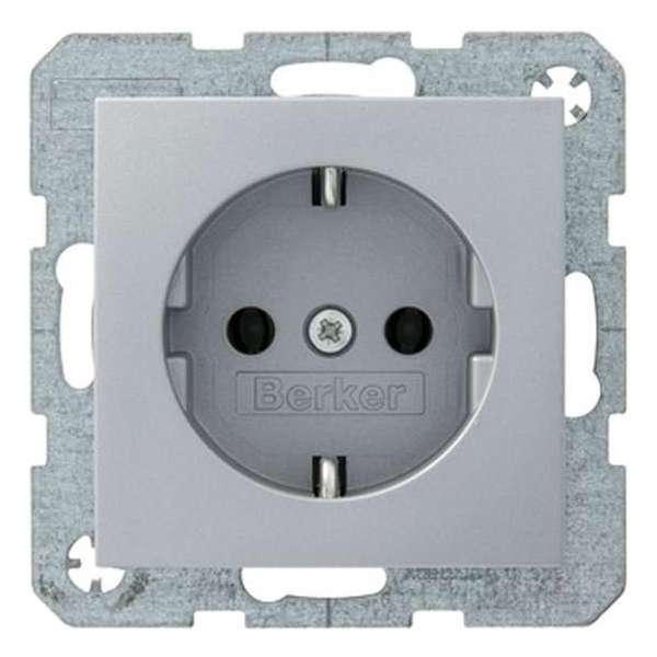 Berker B.1/B.3/B.7 Enkel Stopcontact geaard Aluminium Berker B.1/B.3/B.7 Enkel Stopcontact geaard Aluminium