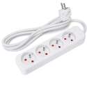 Aigostar 20VLF Stekkerdoos - Met penaarde - Verlengsnoer - Verlengkabel - 4-voudig - 1.5 meter - Wit