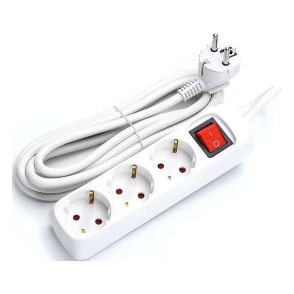 Verlengsnoer met Schakelaar - Aigi Antris - 3680W - 3 Stopcontacten - 3 Meter - Wit | Nederland - BSE Verlengsnoer met Schakelaar - Aigi Antris - 3680W - 3 Stopcontacten - 3 Meter - Wit | Nederland - BSE