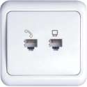 UTP RJ45 Stopcontact - Wandcontactdoos - Igan Cuka - Inbouw - 1-voudig UTP CAT5E - 1-voudig Telefoon - Incl. Afdekraam - Wit